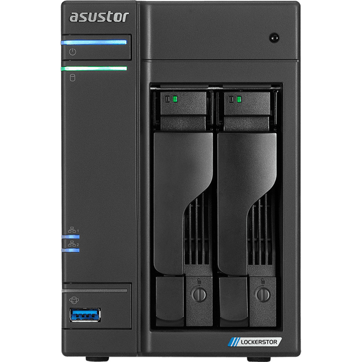 ASUSTOR AS6602T Lockerstor 2 1tb 2-Bay Desktop Multimedia / Power User / Business NAS - Network Attached Storage Device 1x1tb Sandisk Ultra 3D SDSSDH3-1T00 2.5 560/520MB/s SATA 6Gb/s SSD CONSUMER Class Drives Installed - Burn-In Tested - FREE RAM UPGRADE AS6602T Lockerstor 2