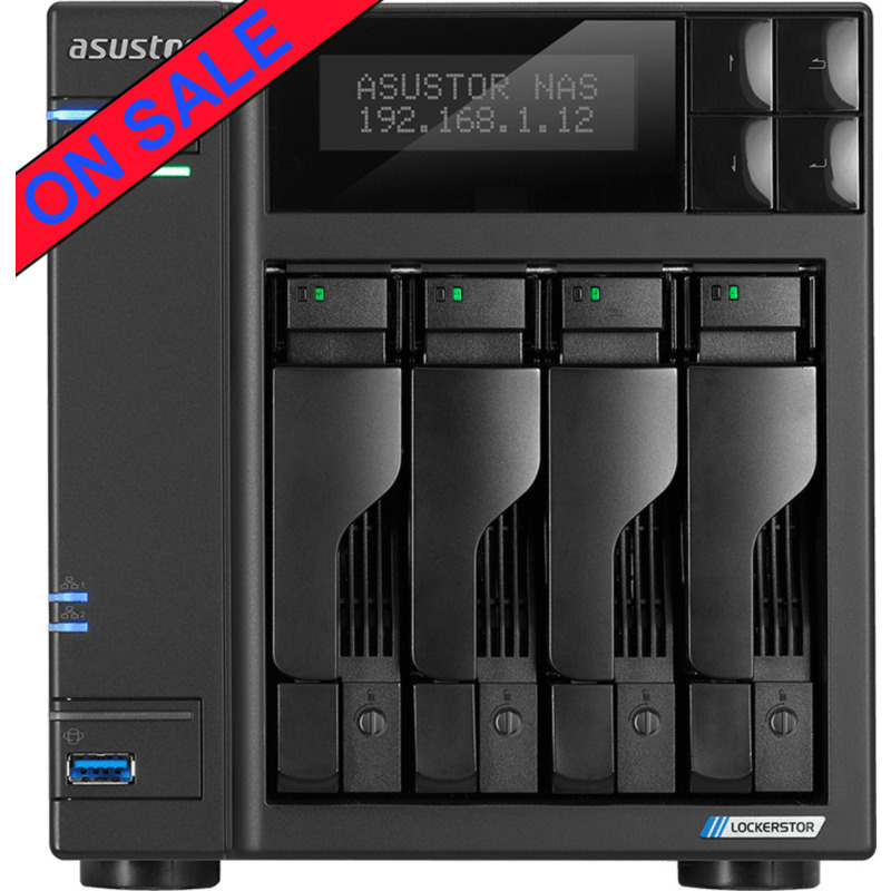 ASUSTOR AS6604T Lockerstor 4 24tb NAS 4x6tb WD Red Plus HDD Drives Installed - ON SALE - FREE RAM UPGRADE