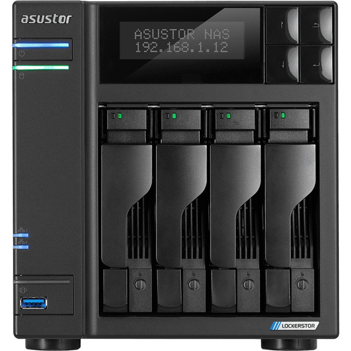 ASUSTOR AS6604T Lockerstor 4 8tb 4-Bay Desktop Multimedia / Power User / Business NAS - Network Attached Storage Device 4x2tb Sandisk Ultra 3D SDSSDH3-2T00 2.5 560/520MB/s SATA 6Gb/s SSD CONSUMER Class Drives Installed - Burn-In Tested - FREE RAM UPGRADE AS6604T Lockerstor 4