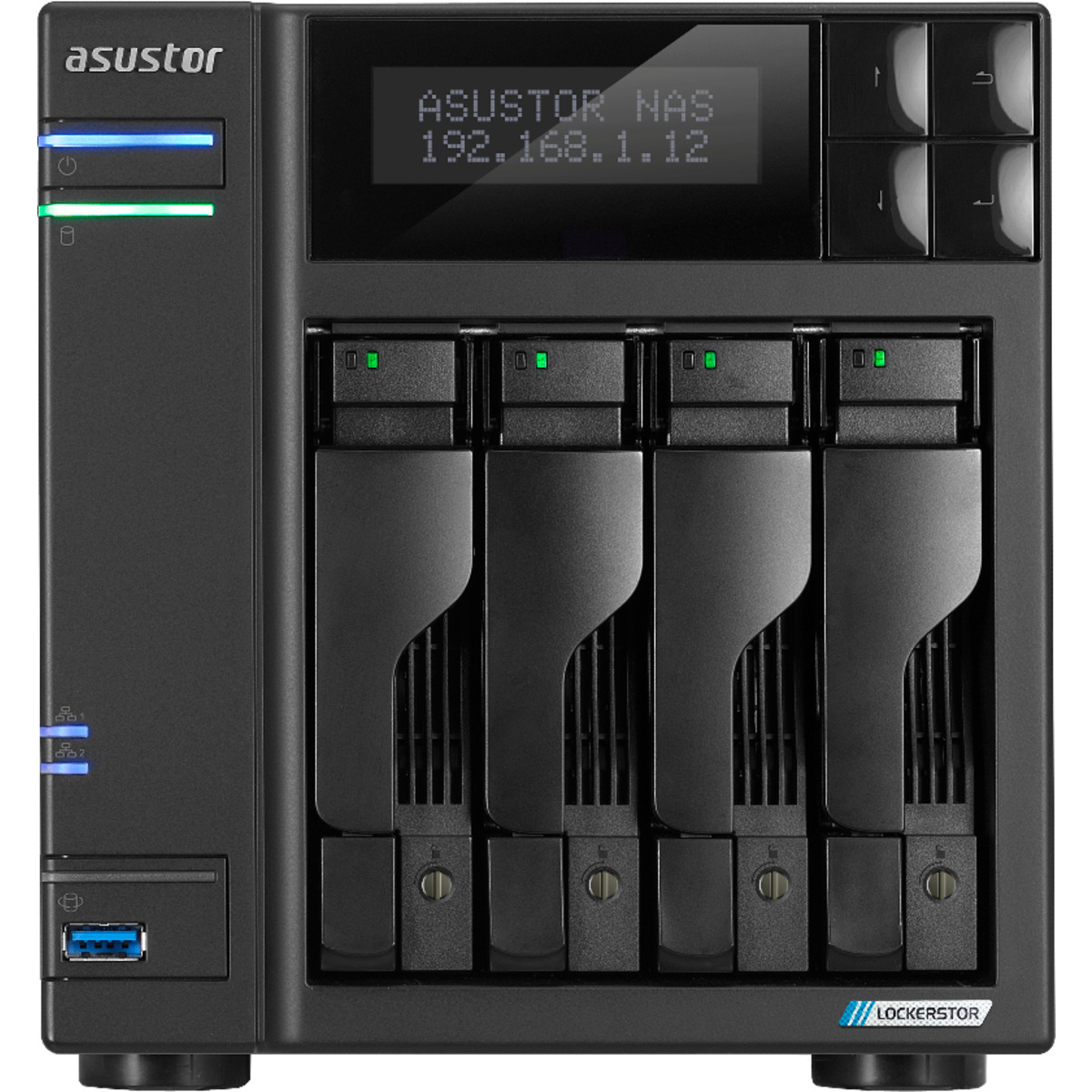 ASUSTOR LOCKERSTOR 4 Gen2 AS6704T 56tb 4-Bay Desktop Multimedia / Power User / Business NAS - Network Attached Storage Device 4x14tb Seagate IronWolf Pro ST14000NT001 3.5 7200rpm SATA 6Gb/s HDD NAS Class Drives Installed - Burn-In Tested - FREE RAM UPGRADE LOCKERSTOR 4 Gen2 AS6704T