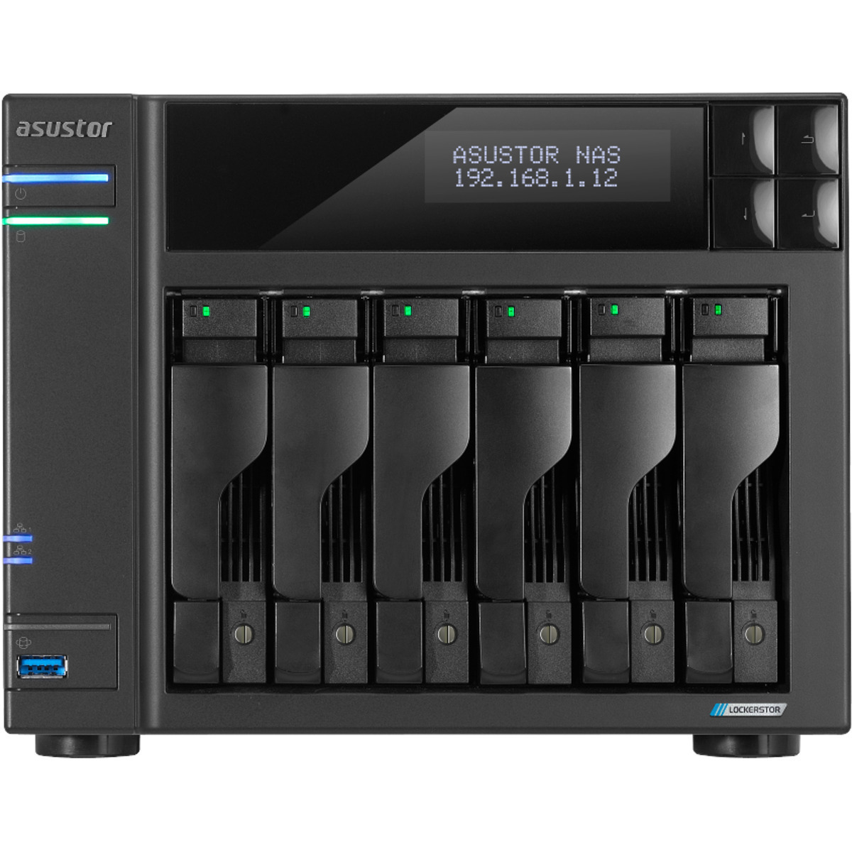 ASUSTOR LOCKERSTOR 6 Gen2 AS6706T 50tb 6-Bay Desktop Multimedia / Power User / Business NAS - Network Attached Storage Device 5x10tb Seagate IronWolf ST10000VN000 3.5 7200rpm SATA 6Gb/s HDD NAS Class Drives Installed - Burn-In Tested - FREE RAM UPGRADE LOCKERSTOR 6 Gen2 AS6706T