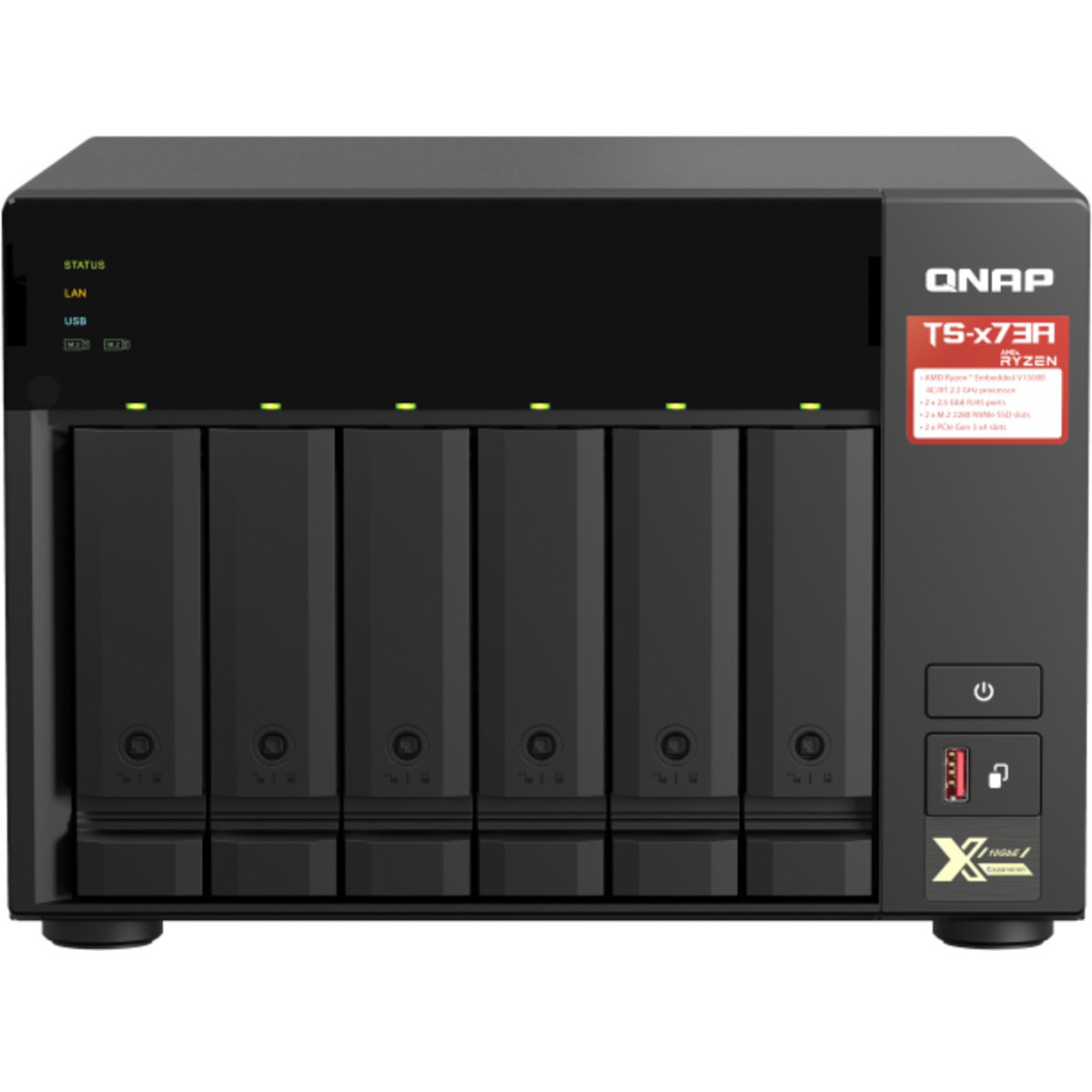 QNAP TS-673A 96tb 6-Bay Desktop Multimedia / Power User / Business NAS - Network Attached Storage Device 6x16tb Seagate EXOS X18 ST16000NM000J 3.5 7200rpm SATA 6Gb/s HDD ENTERPRISE Class Drives Installed - Burn-In Tested TS-673A