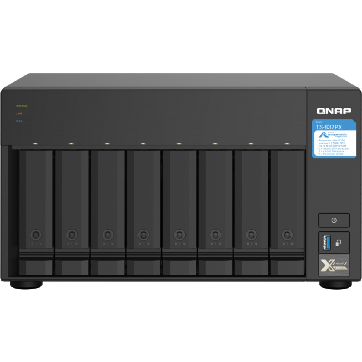 QNAP TS-832PX 40tb 8-Bay Desktop Multimedia / Power User / Business NAS - Network Attached Storage Device 5x8tb Western Digital Ultrastar DC HC320 HUS728T8TALE6L4 3.5 7200rpm SATA 6Gb/s HDD ENTERPRISE Class Drives Installed - Burn-In Tested - FREE RAM UPGRADE TS-832PX