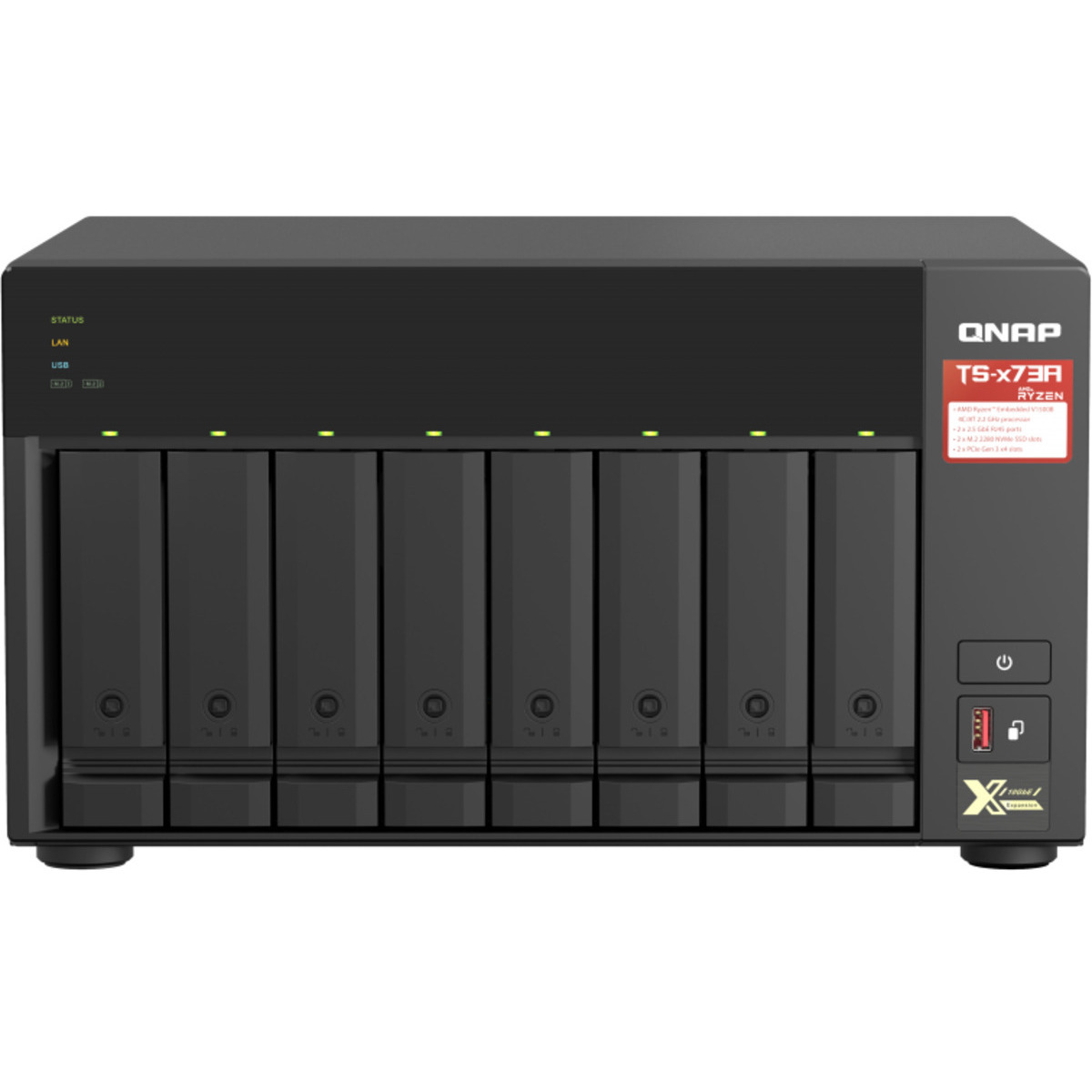 QNAP TS-873A 48tb 8-Bay Desktop Multimedia / Power User / Business NAS - Network Attached Storage Device 8x6tb Western Digital Red Pro WD6005FFBX 3.5 7200rpm SATA 6Gb/s HDD NAS Class Drives Installed - Burn-In Tested TS-873A