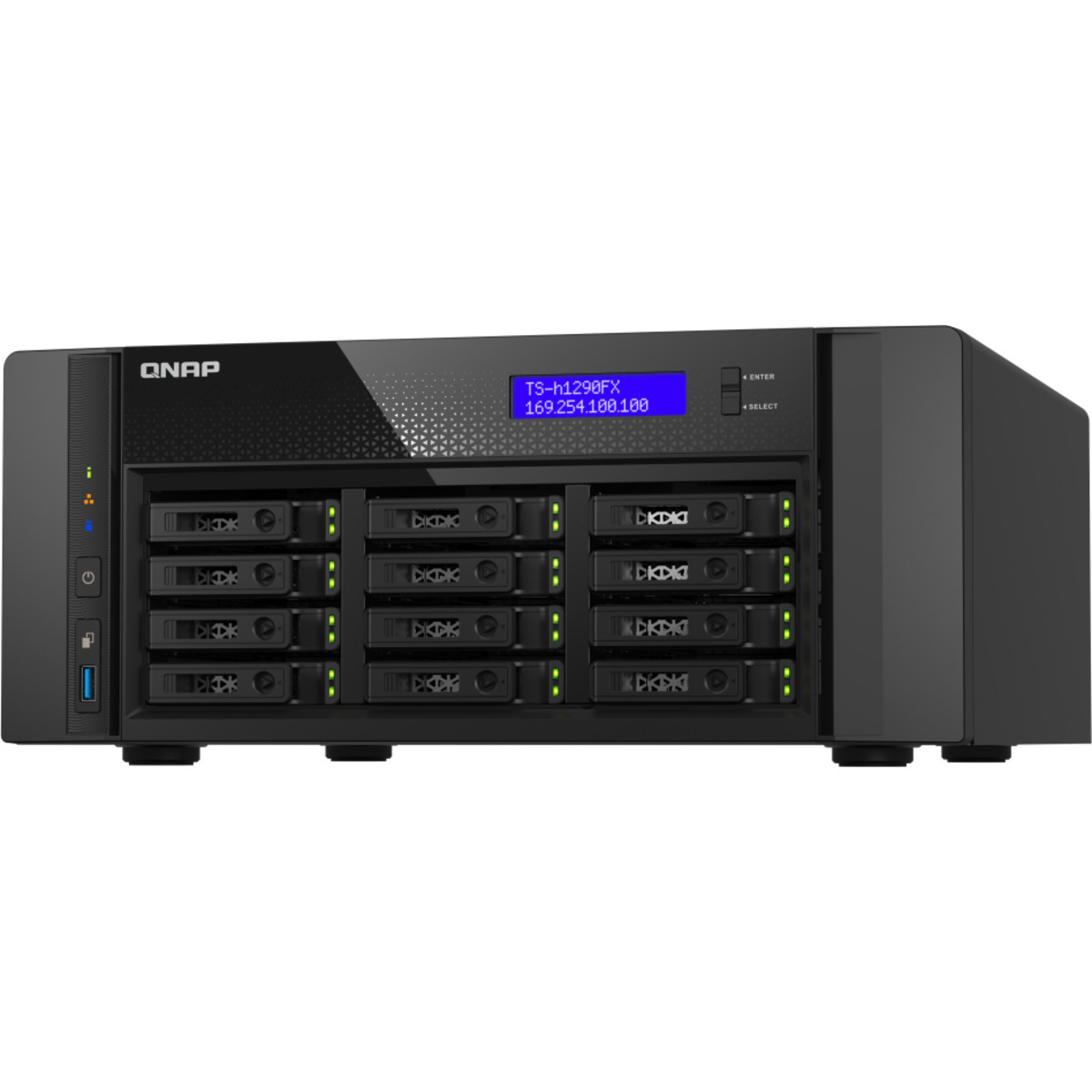 QNAP TS-h1290FX QuTS 7302P hero Edition 20tb 12-Bay Desktop Large Business / Enterprise NAS - Network Attached Storage Device 10x2tb Western Digital Red SA500 WDS200T1R0A 2.5 560/530MB/s SATA 6Gb/s SSD NAS Class Drives Installed - Burn-In Tested TS-h1290FX QuTS 7302P hero Edition