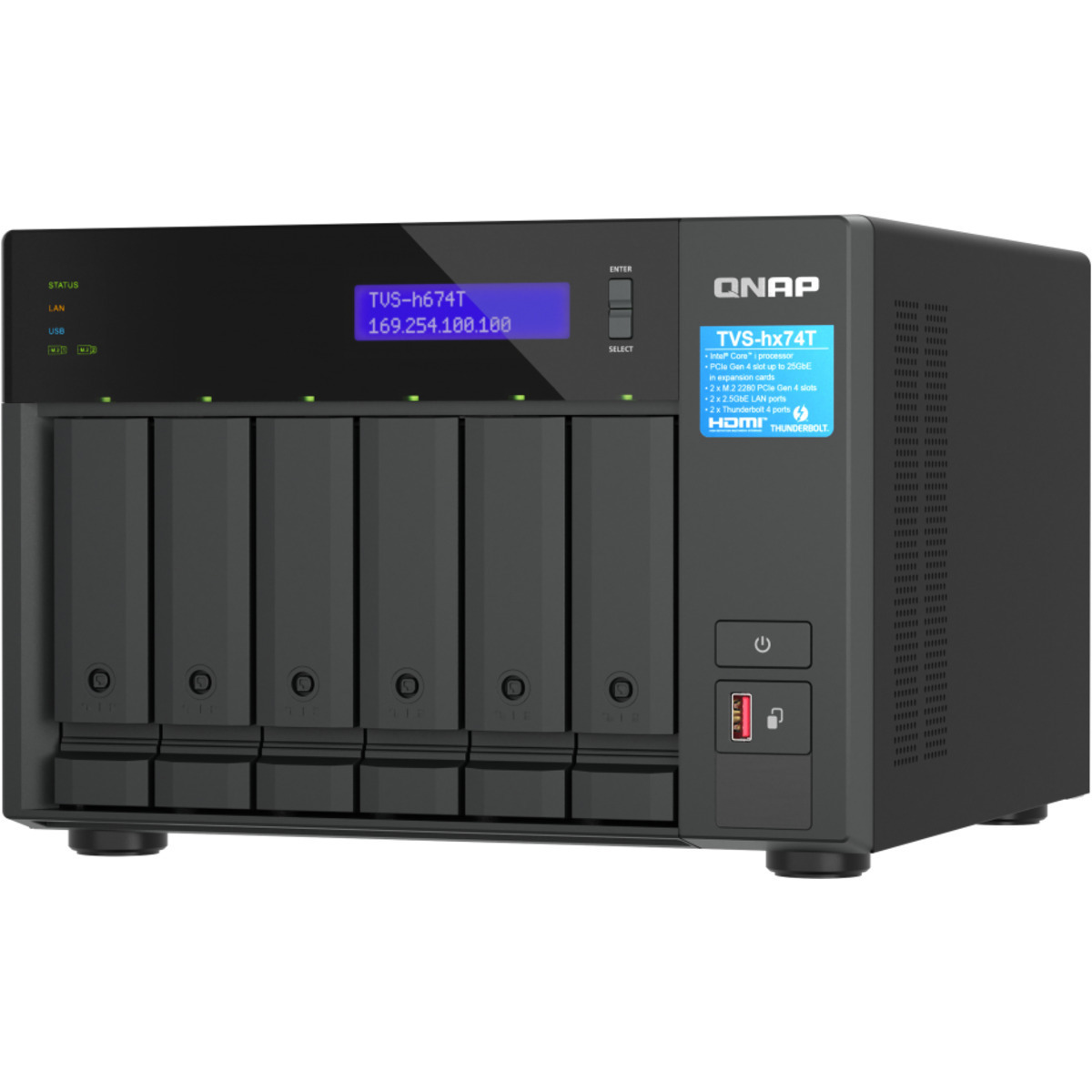 QNAP TVS-h674T Core i5 Thunderbolt 4 2tb 6-Bay Desktop Multimedia / Power User / Business DAS-NAS - Combo Direct + Network Storage Device 4x500gb Sandisk Ultra 3D SDSSDH3-500G 2.5 560/520MB/s SATA 6Gb/s SSD CONSUMER Class Drives Installed - Burn-In Tested TVS-h674T Core i5 Thunderbolt 4