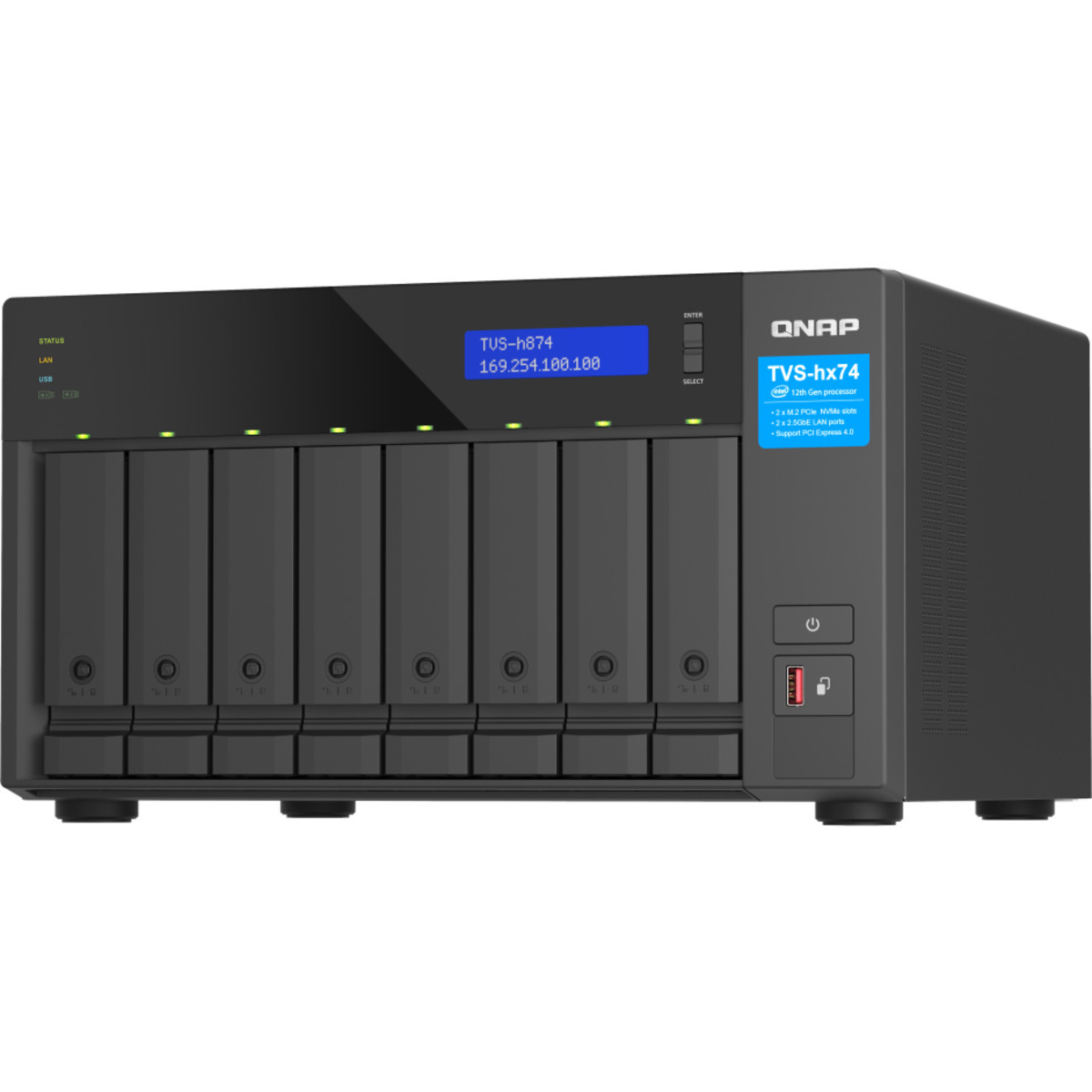 QNAP TVS-h874 Core i5 10tb 8-Bay Desktop Multimedia / Power User / Business NAS - Network Attached Storage Device 5x2tb Western Digital Red Pro WD2002FFSX 3.5 7200rpm SATA 6Gb/s HDD NAS Class Drives Installed - Burn-In Tested TVS-h874 Core i5