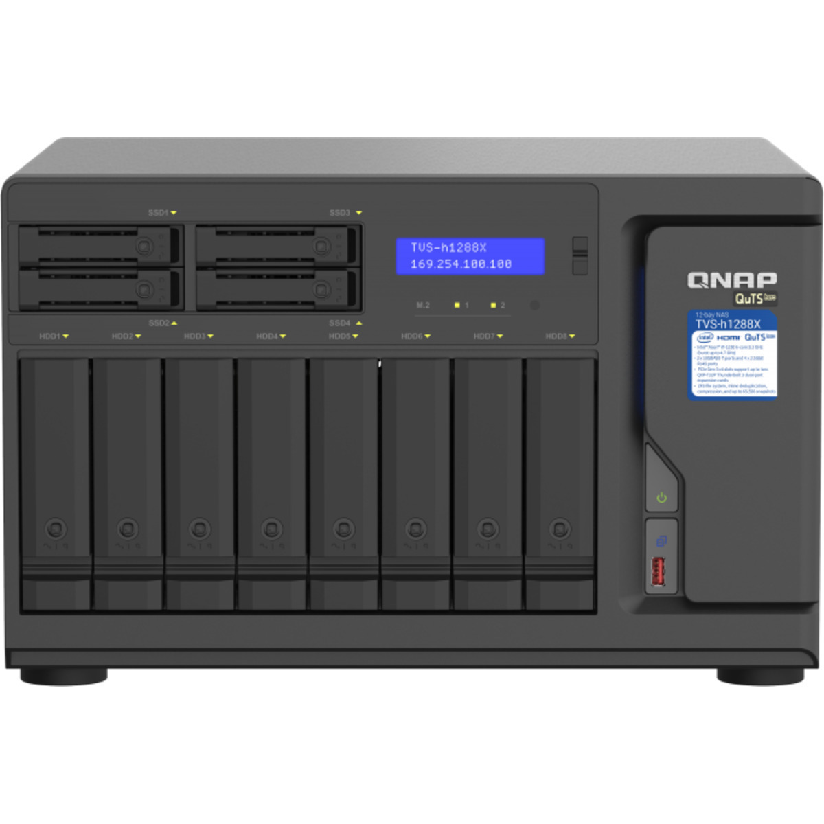 QNAP TVS-h1288X QuTS hero NAS 64tb 8+4-Bay Desktop Multimedia / Power User / Business NAS - Network Attached Storage Device 8x8tb Seagate IronWolf ST8000VN004 3.5 7200rpm SATA 6Gb/s HDD NAS Class Drives Installed - Burn-In Tested TVS-h1288X QuTS hero NAS