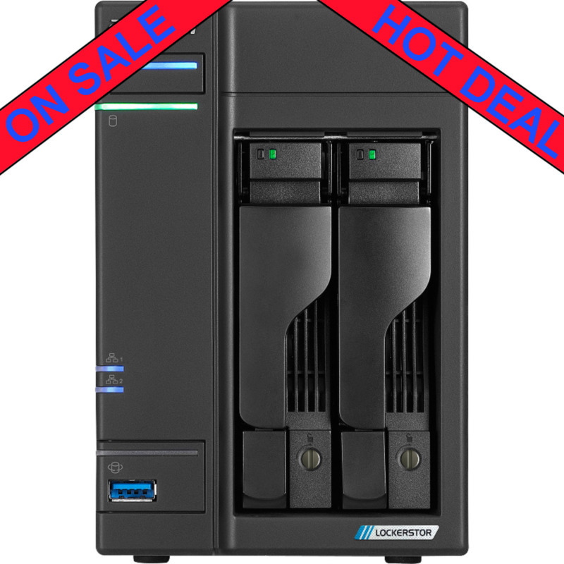 ASUSTOR LOCKERSTOR 2 Gen2 AS6702T 52tb NAS 2x26tb WD Gold HDD Drives Installed - ON SALE - FREE RAM UPGRADE