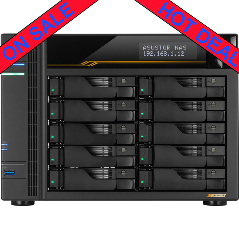 ASUSTOR LOCKERSTOR 10 Gen3 AS6810T 260tb NAS 10x26tb WD Gold HDD Drives Installed - ON SALE
