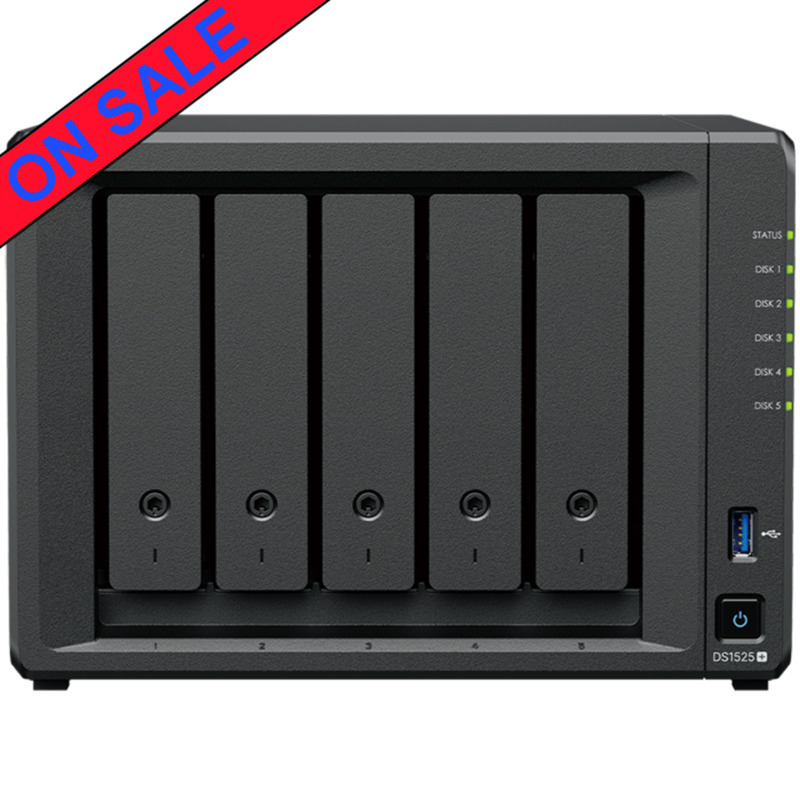 Synology DiskStation DS1525+ 40tb NAS 5x8tb WD Red Plus HDD Drives Installed - ON SALE - FREE RAM UPGRADE