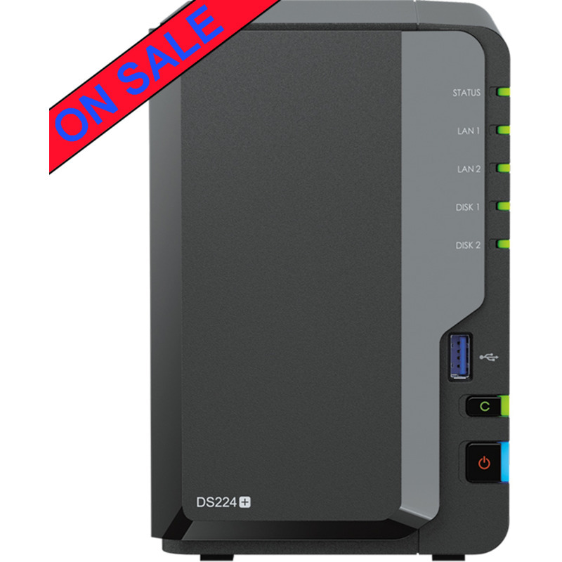 Synology DiskStation DS224+ Desktop 2-Bay Personal / Basic Home / Small Office NAS - Network Attached Storage Device Burn-In Tested Configurations - ON SALE - FREE RAM UPGRADE DiskStation DS224+