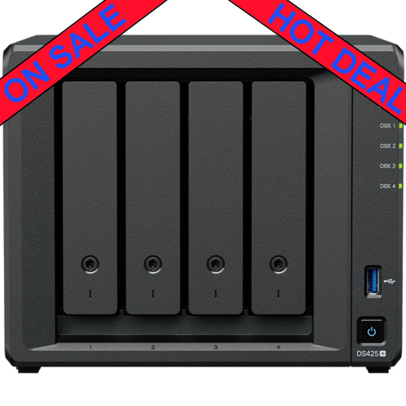 Synology DiskStation DS425+ Desktop 4-Bay Multimedia / Power User / Business NAS - Network Attached Storage Device Burn-In Tested Configurations - ON SALE - FREE RAM UPGRADE DiskStation DS425+