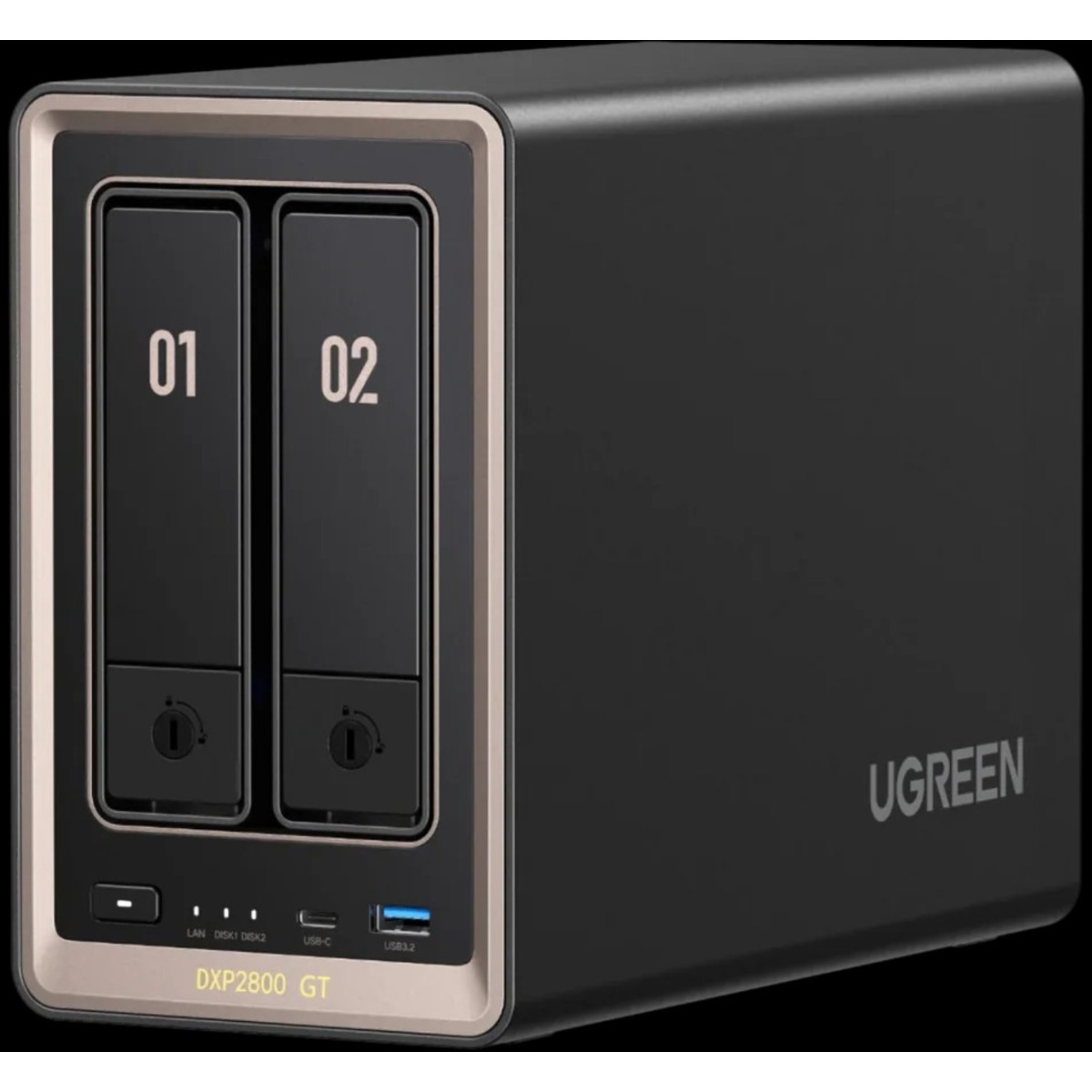UGREEN NASync DXP2800GT 2tb 2-Bay Desktop Multimedia / Power User / Business NAS - Network Attached Storage Device 1x2tb Sandisk Ultra 3D SDSSDH3-2T00 2.5 560/520MB/s SATA 6Gb/s SSD CONSUMER Class Drives Installed - Burn-In Tested NASync DXP2800GT