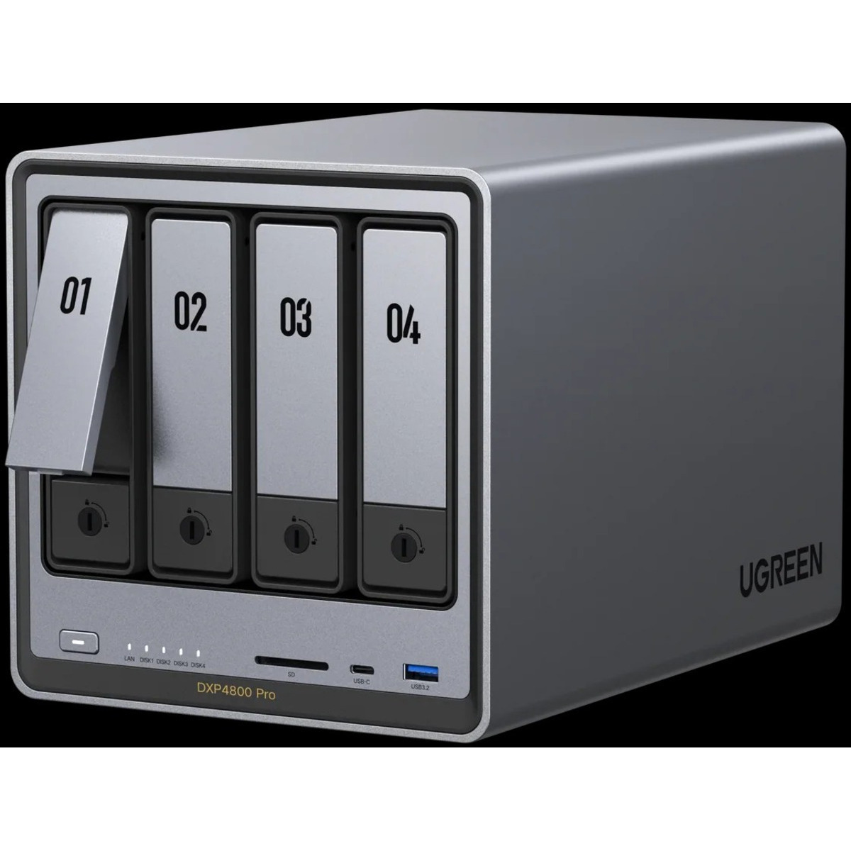 UGREEN NASync DXP4800 Pro 4tb 4-Bay Desktop Multimedia / Power User / Business NAS - Network Attached Storage Device 2x2tb Samsung 870 EVO MZ-77E2T0BAM 2.5 560/530MB/s SATA 6Gb/s SSD CONSUMER Class Drives Installed - Burn-In Tested NASync DXP4800 Pro