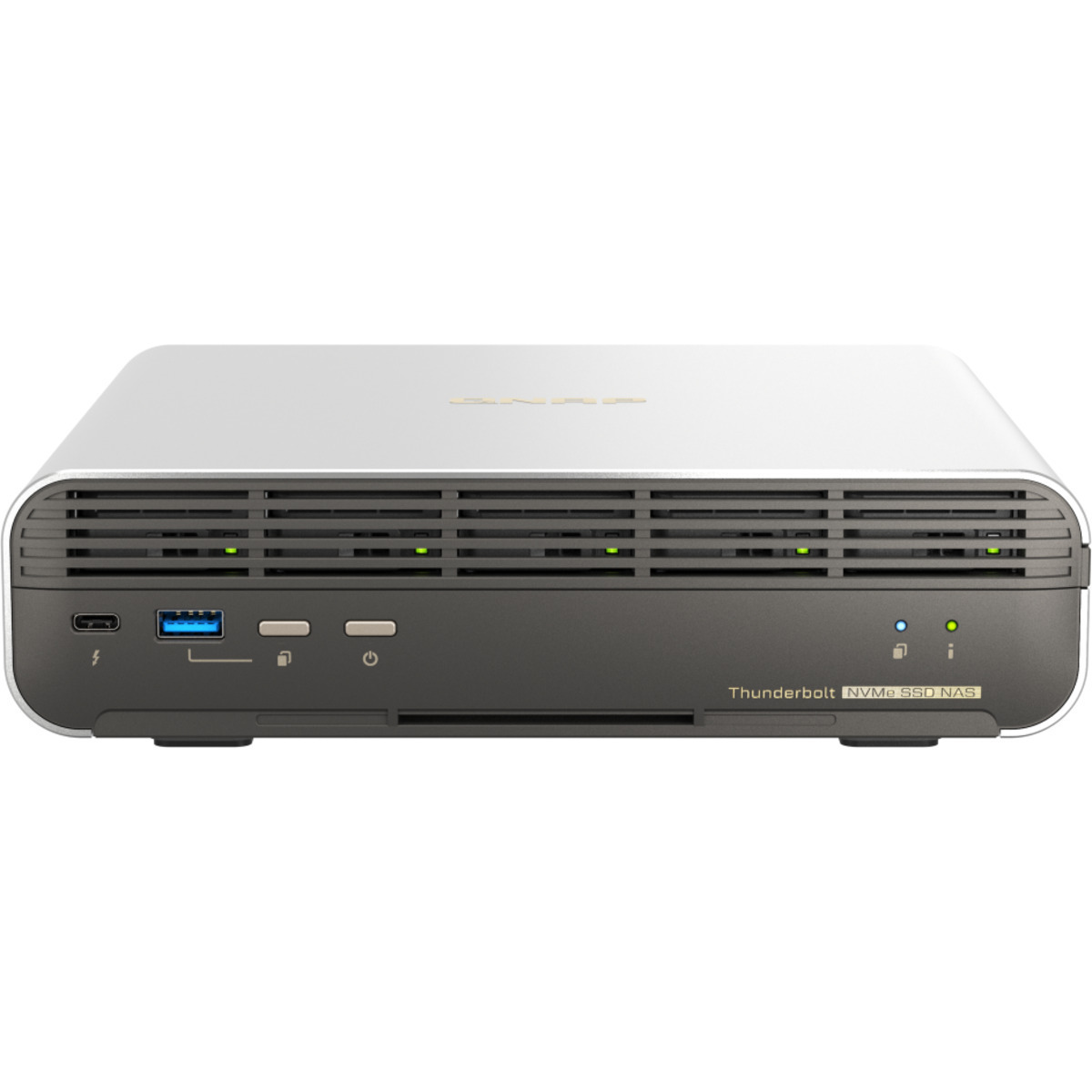 QNAP TBS-h574TX Core i5 Thunderbolt 4 8tb 5-Bay Desktop Multimedia / Power User / Business DAS-NAS - Combo Direct + Network Storage Device 4x2tb Sandisk Plus Series SDSSDA3N-2T00  3200/3000MB/s M.2 2280 NVMe SSD CONSUMER Class Drives Installed - Burn-In Tested TBS-h574TX Core i5 Thunderbolt 4