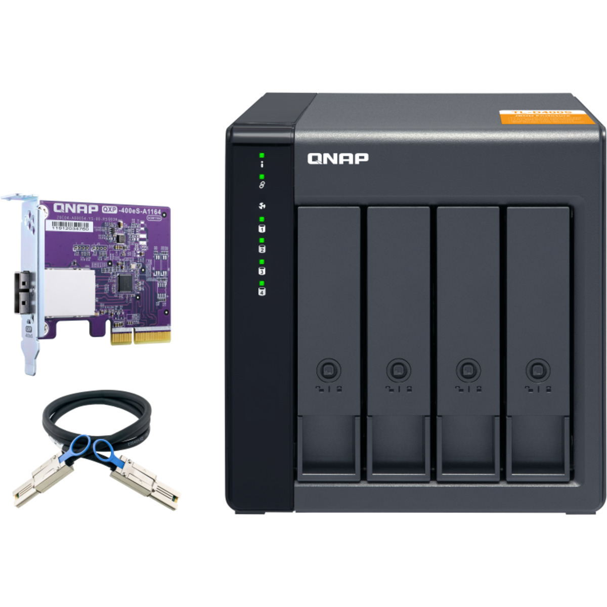 buy $569 QNAP TL-D400S External Expansion Drive 16tb Desktop Expansion Enclosure 4x4000gb Toshiba MN Series MN08ADA400E 3.5 7200rpm SATA 6Gb/s HDD NAS Class Drives Installed - Burn-In Tested - ON SALE - nas headquarters buy network attached storage server device das new raid-5 free shipping simply usa TL-D400S External Expansion Drive