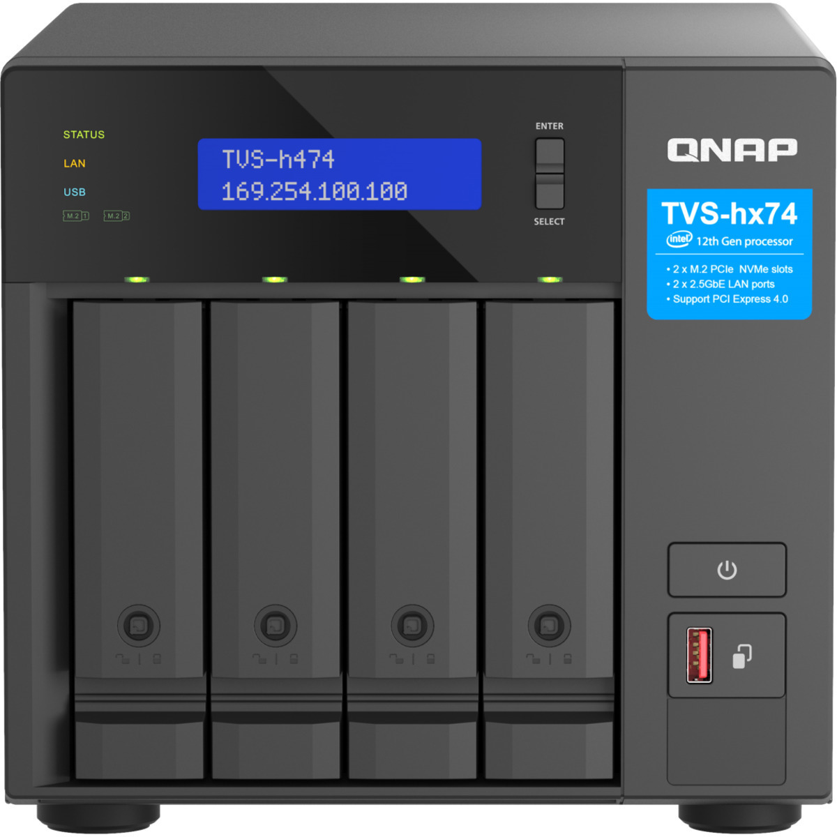 QNAP TVS-h474 Core i3 4-Bay NAS - Network Attached Storage Device Burn-In Tested Configurations