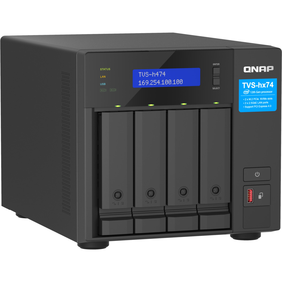 QNAP TVS-h474 Core i3 4-Bay NAS - Network Attached Storage Device Burn-In Tested Configurations