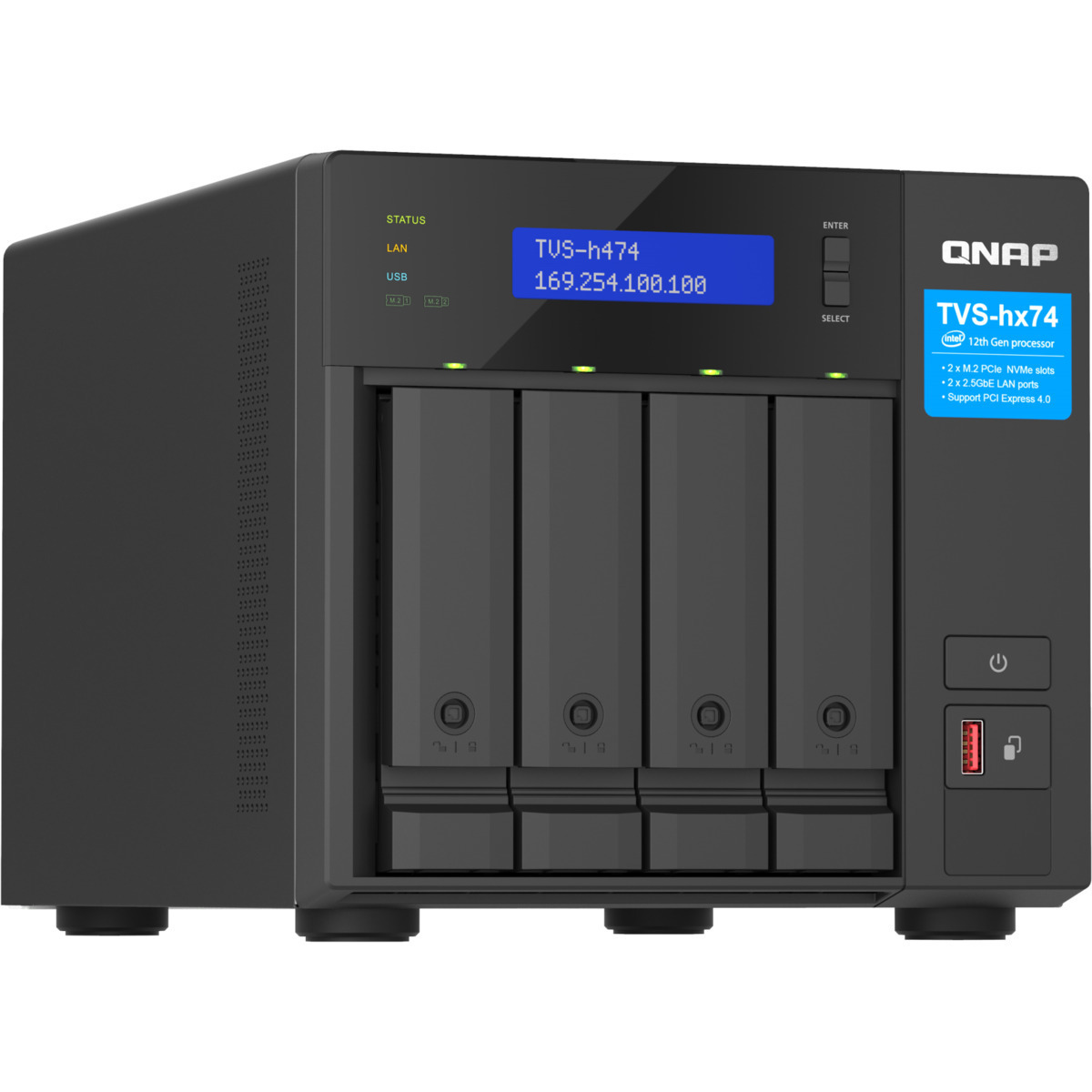 QNAP TVS-h474 Core i3 4-Bay NAS - Network Attached Storage Device Burn-In Tested Configurations