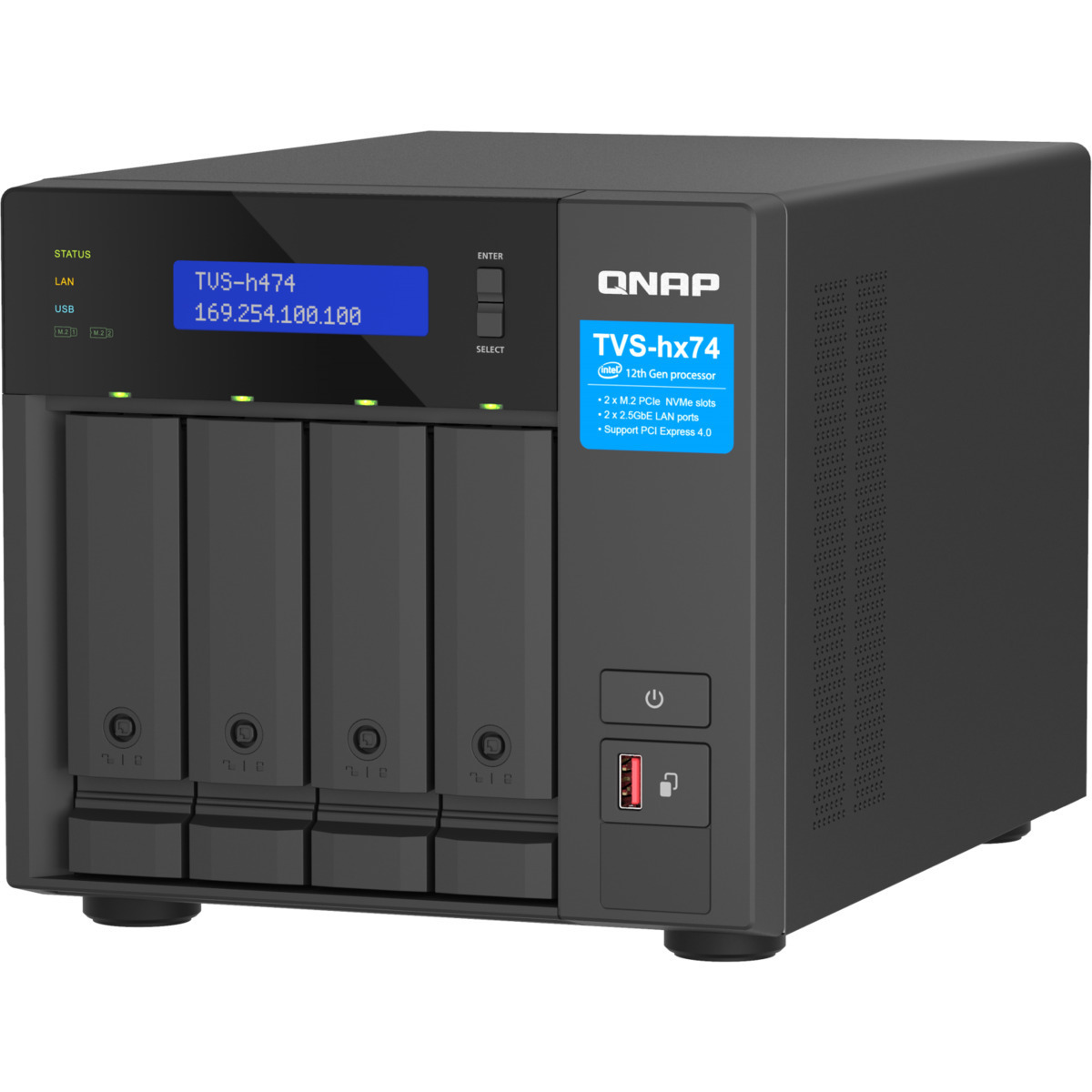 QNAP TVS-h474 Core i3 4-Bay NAS - Network Attached Storage Device Burn-In Tested Configurations
