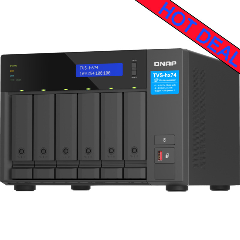 QNAP TVS-h674 Core i3 156tb NAS 6x26tb WD Gold HDD Drives Installed - ON SALE